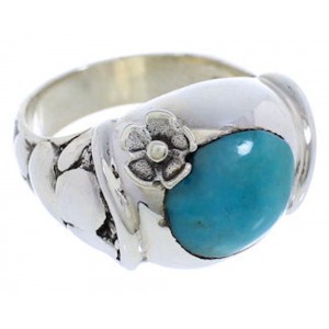 Turquoise Flower Sterling Silver Southwest Ring Size 7-3/4 UX33346