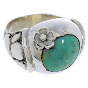 Genuine Sterling Silver And Turquoise Flower Ring Size 5 UX33354