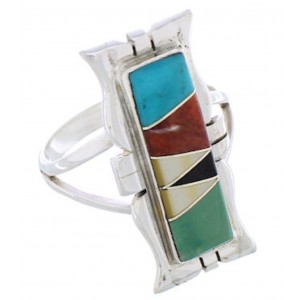 Multicolor Inlay Jewelry Sterling Silver Ring Size 4-3/4 WX41384