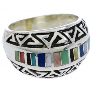 Genuine Sterling Silver Multicolor Southwest Ring Size 6 WX36098