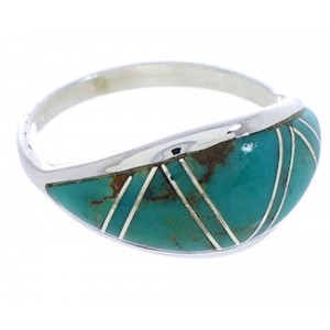 Sterling Silver Turquoise Inlay Ring Size 5-1/4 ZX36268