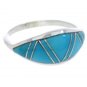 Silver Turquoise Inlay Southwest Ring Size 5-3/4 ZX36324