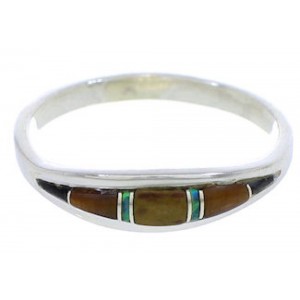 Southwest Genuine Sterling Silver Multicolor Ring Size 6-1/4 ZX36676