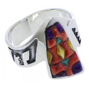 Multicolor Sterling Silver Southwest Ring Size 8-3/4 EX40934