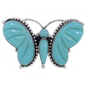 Butterfly Large Statement Turquoise Silver Ring Size 8-1/2 EX40980