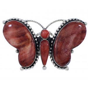 Butterfly Red Oyster Shell Large Statement Ring Size 6-3/4 EX40989