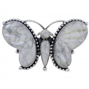 Large Statement Howlite Butterfly Silver Ring Size 6-3/4 EX40999