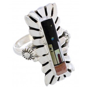 Multicolor Silver Native American Design Ring Size 6-1/4 EX42377