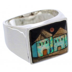 Multicolor Native American Village Design Ring Size 12-3/4 EX42464