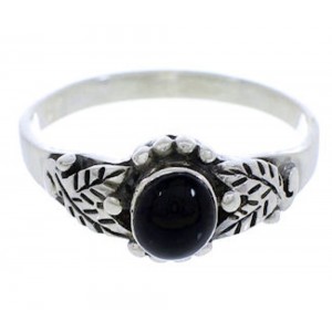 Sterling Silver And Jet Southwest Jewelry Ring Size 8-1/4 UX32238
