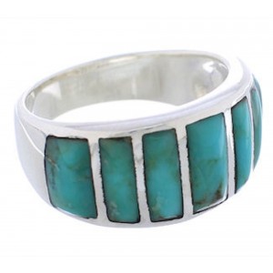 Authentic Sterling Silver Turquoise Ring Size 6-3/4 AX36533