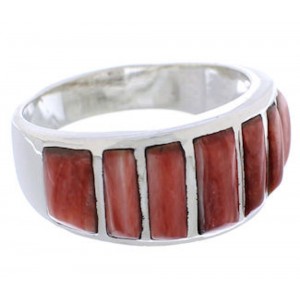  Southwestern Sterling Silver Red Oyster Ring Size 8-3/4 AX36745