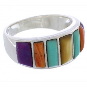 Sterling Silver Jewelry Southwest Multicolor Ring Size 8-1/2 AX36858