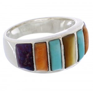  Multicolor Southwestern Jewelry Silver Ring Size 8-3/4 AX36893