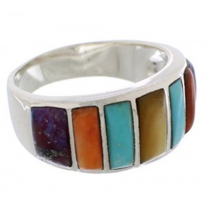  Sterling Silver Multicolor Southwestern Ring Size 8-3/4 AX36914