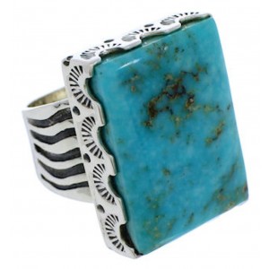 Turquoise Authentic Sterling Silver Southwest Ring Size 8-1/4 YX87543
