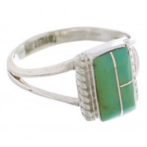 Turquoise Inlay Sterling Silver Ring Size 5 EX43085