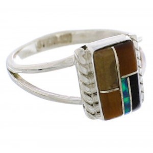 Genuine Sterling Silver Multicolor Ring Size 5-1/2 EX43260