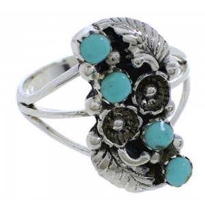 Turquoise Genuine Sterling Silver Flower Ring Size 7-3/4 EX45229