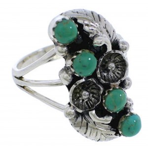Genuine Sterling Silver Turquoise Flower Ring Size 5-1/2 EX45246