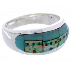 Multicolor Native American Design Silver Ring Size 11-1/4 TX41978