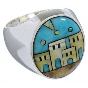 Southwest Native American Design Multicolor Ring Size 11-1/4 TX42223