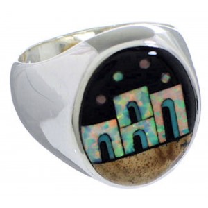 Southwest Native American Pueblo Multicolor Ring Size 10-1/2 TX42292