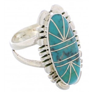 Sterling Silver Turquoise Southwest Inlay Ring Size 7-1/4 TX28427