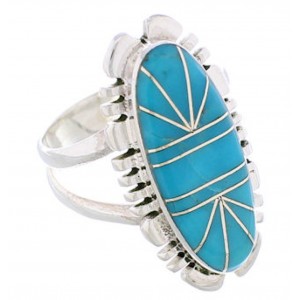 Sterling Silver Turquoise Southwest Inlay Ring Size 4-1/2 TX28500