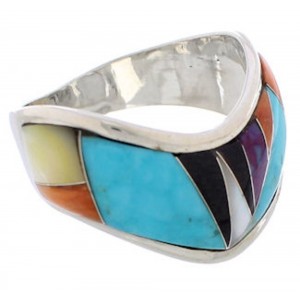 Multicolor Southwest Sterling Silver Ring Size 8-1/2 EX50848