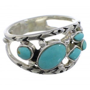 Southwest Turquoise Authentic Sterling Silver Ring Size 7-3/4 TX40195