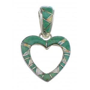 Silver Turquoise Heart And Opal Inlay Pendant PX28774