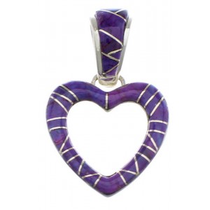 Magenta Turquoise Heart Sterling Silver Pendant PX28786