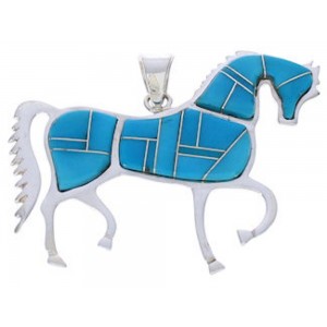 Southwest Turquoise Inlay Horse Pendant Jewelry EX29812