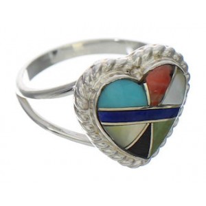 Multicolor Heart Sterling Silver Ring Size 6-1/4 EX41990