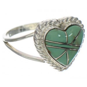 Turquoise Inlay Southwest Heart Ring Size 6-1/2 EX42030