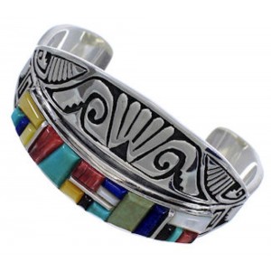Multicolor Inlay Sterling Silver Jewelry Southwest Bracelet FX27909