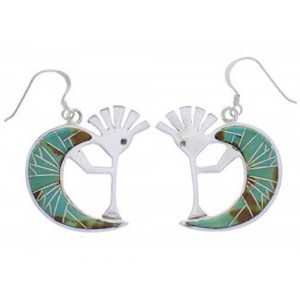 Sterling Silver And Turquoise Kokopelli Hook Dangle Earrings PX32334