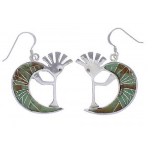 Silver Jewelry Kokopelli Turquoise Hook Dangle Earrings PX32342