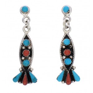 Coral And Turquoise Southwest Post Dangle Earrings PX32561