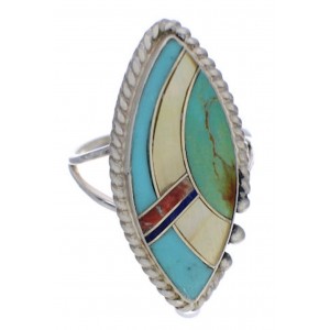 Multicolor Sterling Silver Inlay Jewelry Ring Size 5-1/4 UX33778