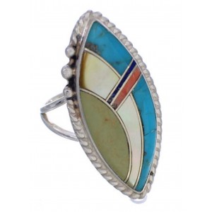 Genuine Sterling Silver Multicolor Inlay Southwest Ring Size 5 UX33820