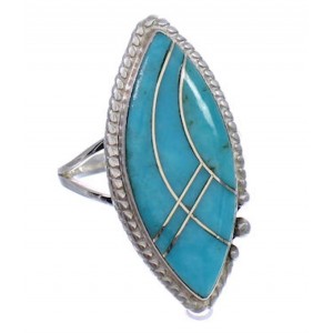 Southwest Sterling Silver Turquoise Inlay Ring Size 6-3/4 UX33974