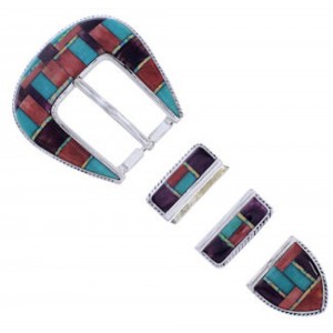 Multicolor Sterling Silver Ranger Belt Buckle PX38093