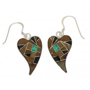 Multicolor Heart Inlay Sterling Silver Hook Dangle Earrings PX24297