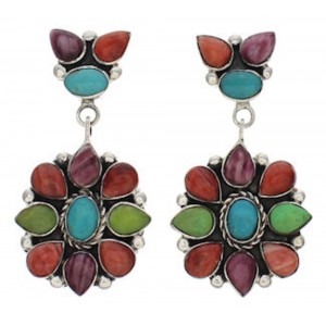 Southwest Multicolor And Silver Earrings EX32516