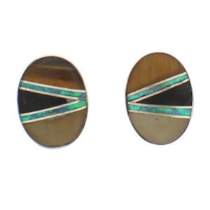 Multicolor Inlay And Sterling Silver Post Earrings EX32176