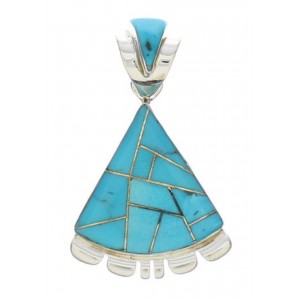 Sterling Silver And Turquoise Inlay Pendant EX32210