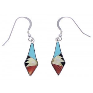 Multicolor Inlay Sterling Silver Southwest Earrings FX31203