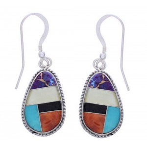 Southwest Multicolor Inlay Sterling Silver Earrings FX31207